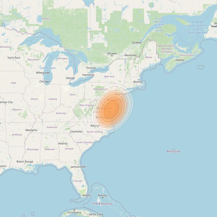 Directv 14 at 99° W downlink Ka-band Spot B03L (Annapolis) beam coverage map