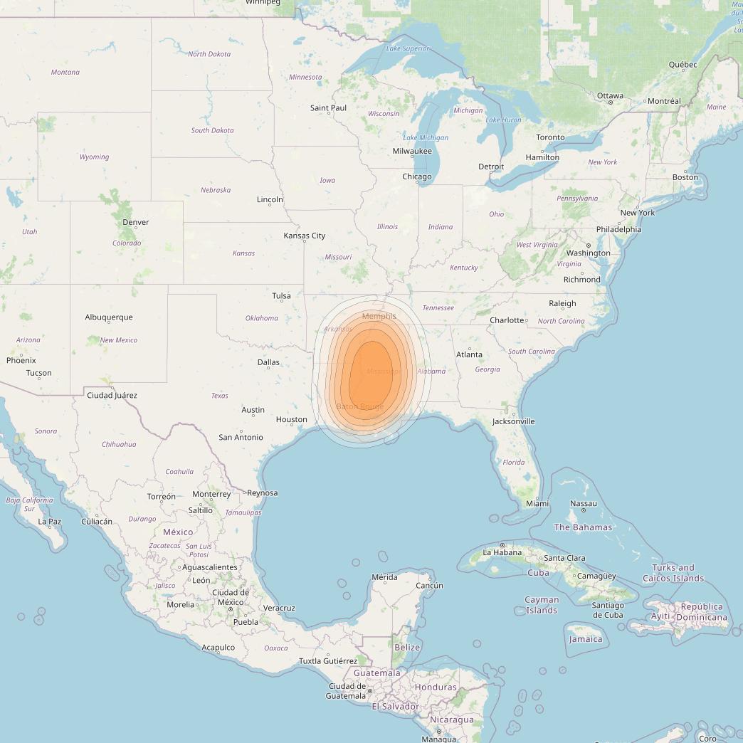 Directv 14 at 99° W downlink Ka-band Spot B14R (Jackson) beam coverage map