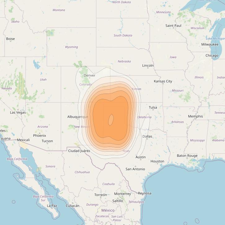 Directv 14 at 99° W downlink Ka-band Spot B19L (Amarillo) beam coverage map