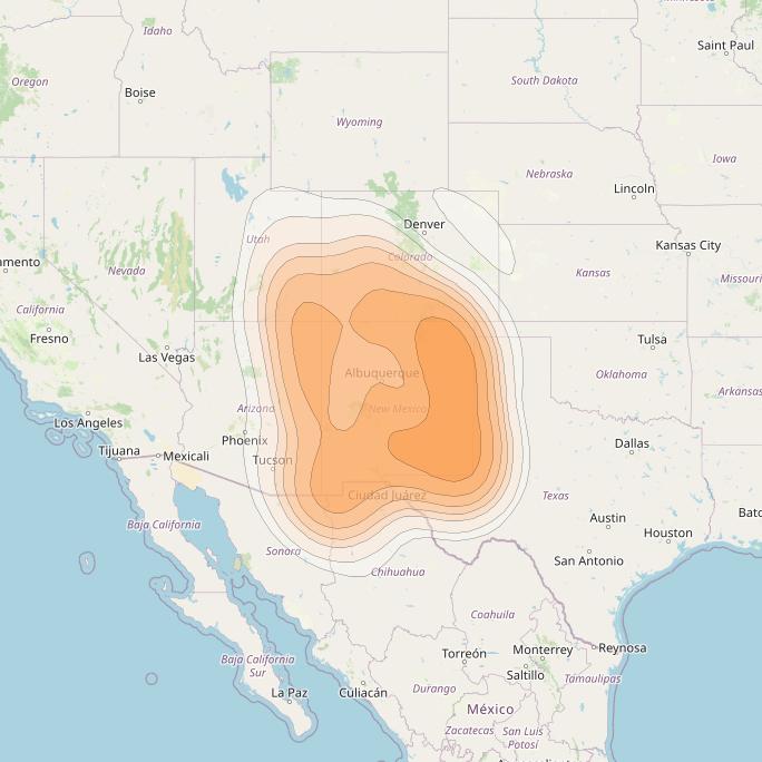 Directv 14 at 99° W downlink Ka-band Spot B20R (Santa Fe) beam coverage map