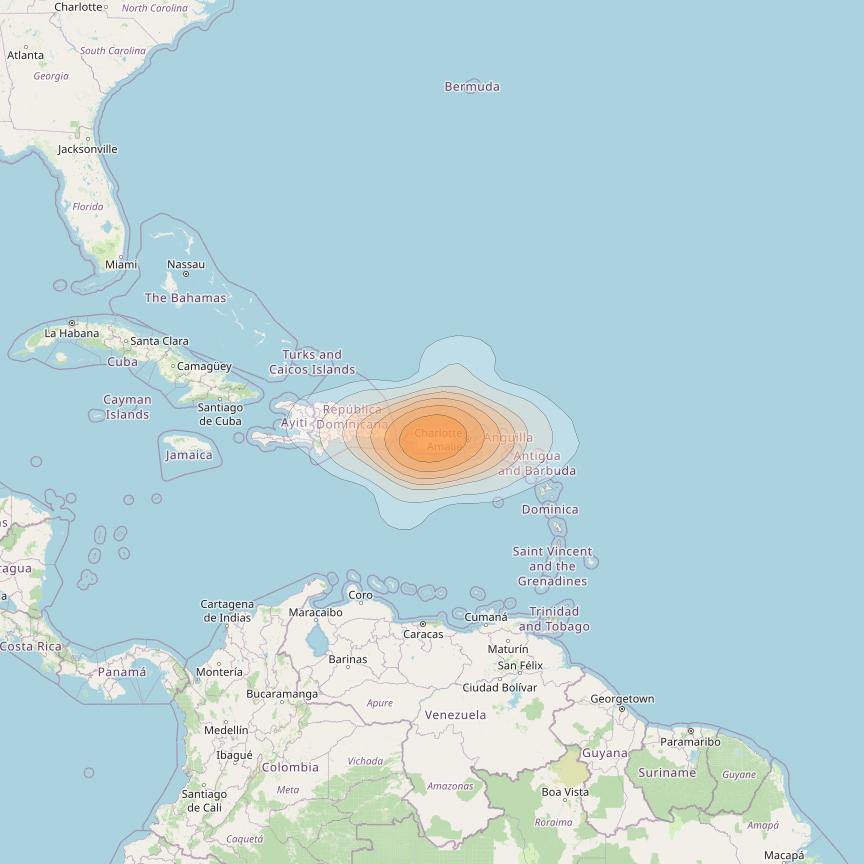 Directv 14 at 99° W downlink Ka-band Spot B23(Puerto Rico) beam coverage map