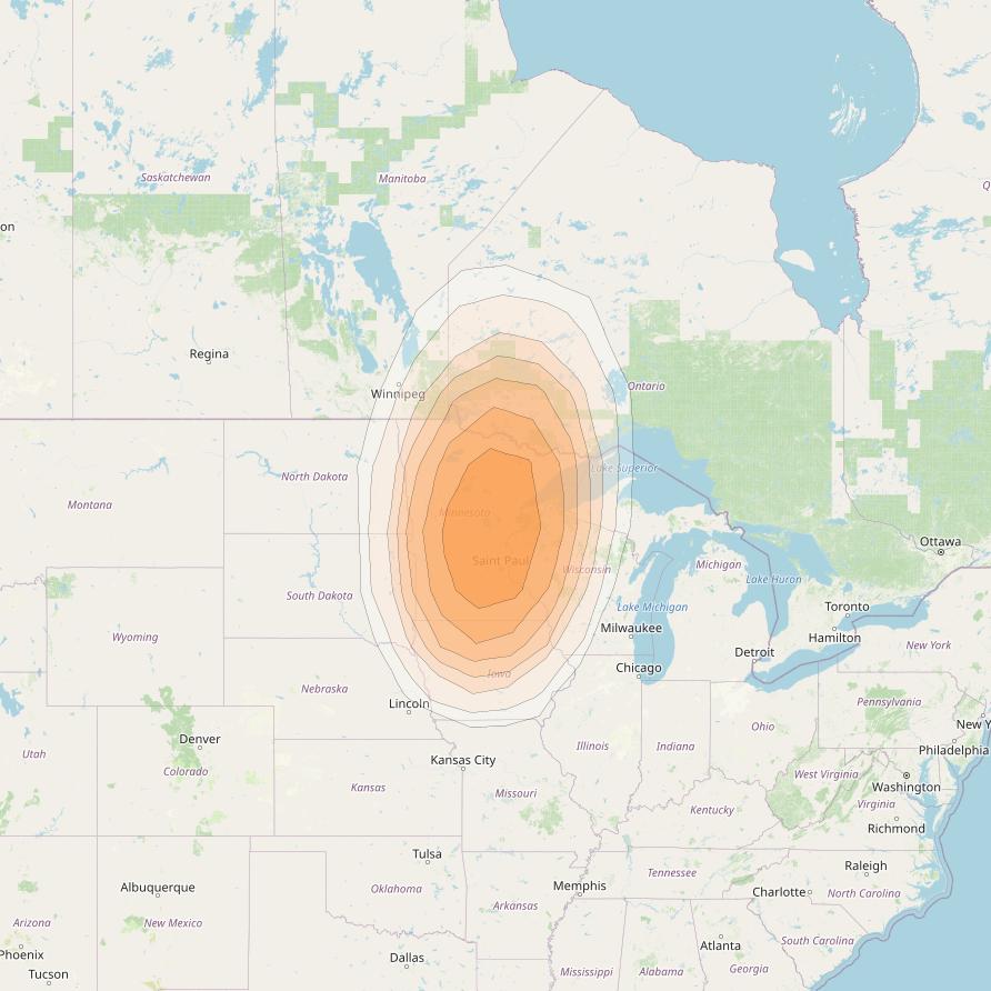 Directv 11 at 99° W downlink Ka-band Spot 3 Beam (Los-Angeles) coverage map