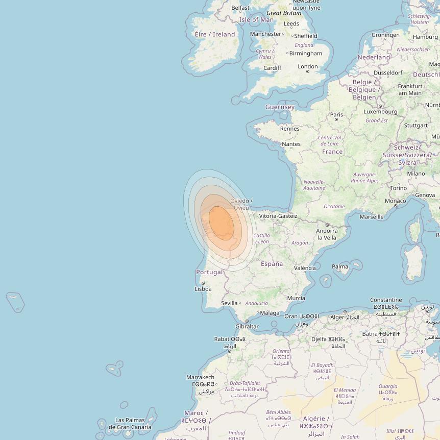 Eutelsat KA-SAT 9A at 9° E downlink Ka-band Spot 09 (GW7) beam coverage map