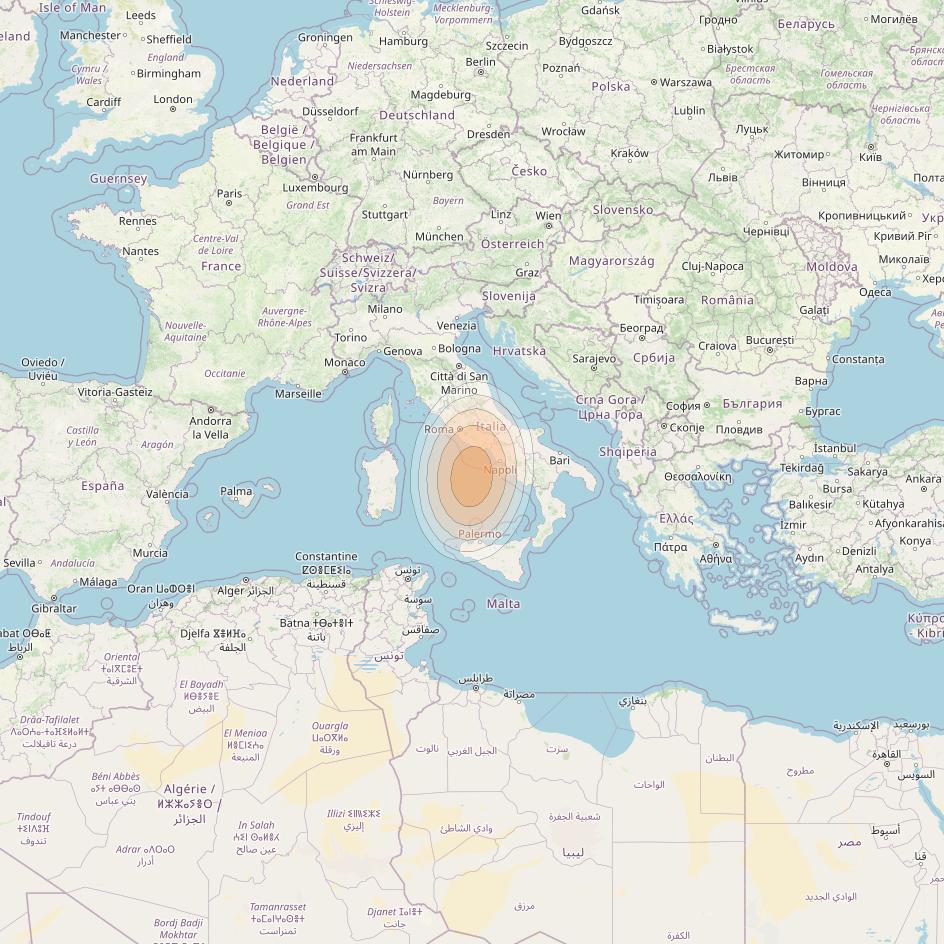 Eutelsat KA-SAT 9A at 9° E downlink Ka-band Spot 18 (GW3) beam coverage map