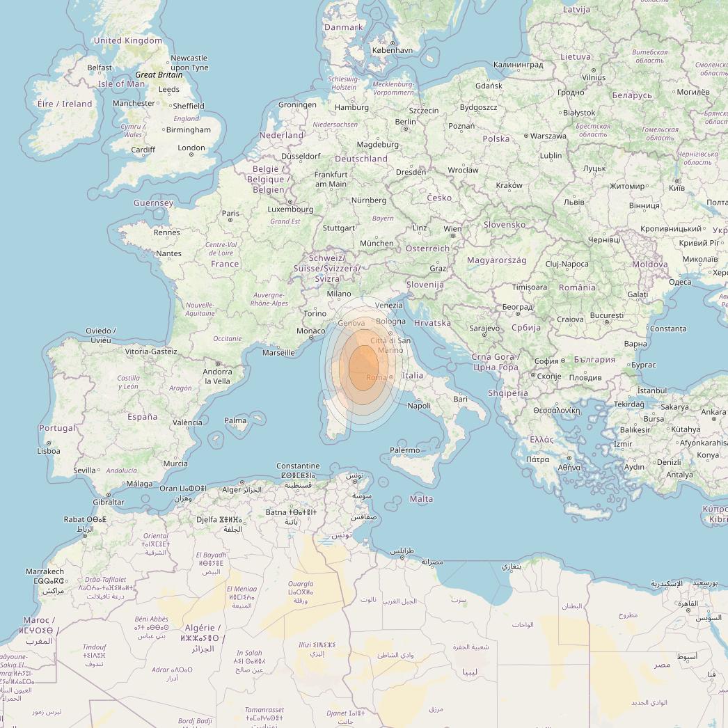 Eutelsat KA-SAT 9A at 9° E downlink Ka-band Spot 19 (GW7) beam coverage map