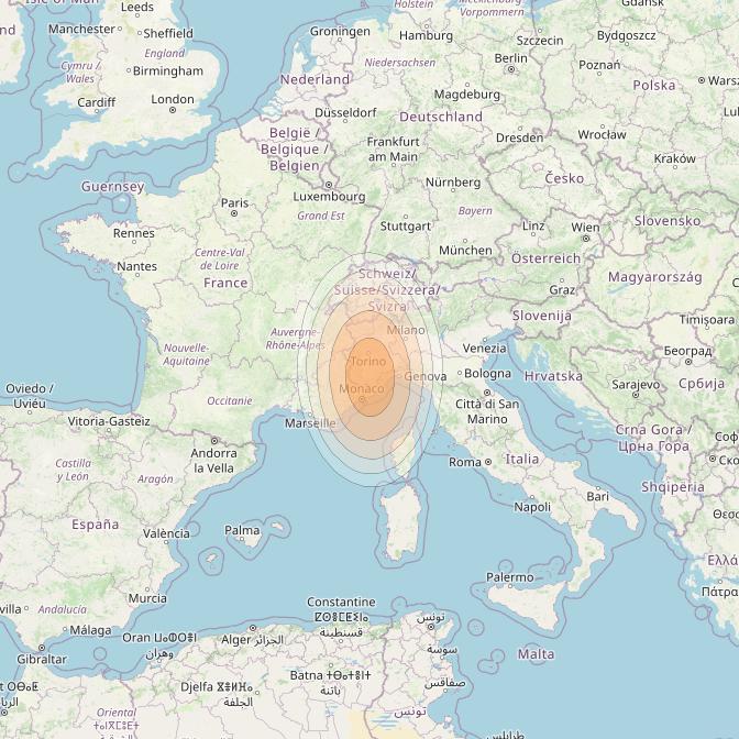 Eutelsat KA-SAT 9A at 9° E downlink Ka-band Spot 20 (GW3) beam coverage map