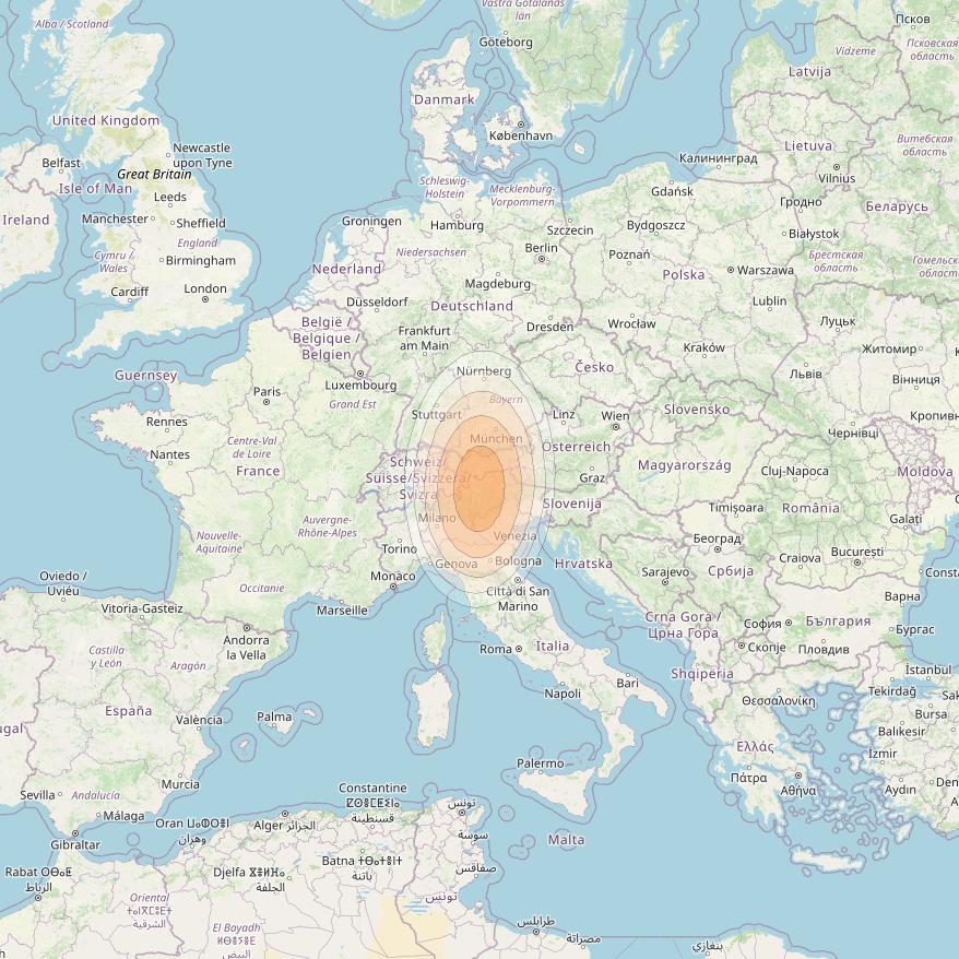 Eutelsat KA-SAT 9A at 9° E downlink Ka-band Spot 31 (GW5) beam coverage map