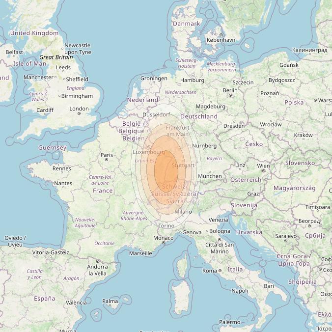 Eutelsat KA-SAT 9A at 9° E downlink Ka-band Spot 32 (GW2) beam coverage map