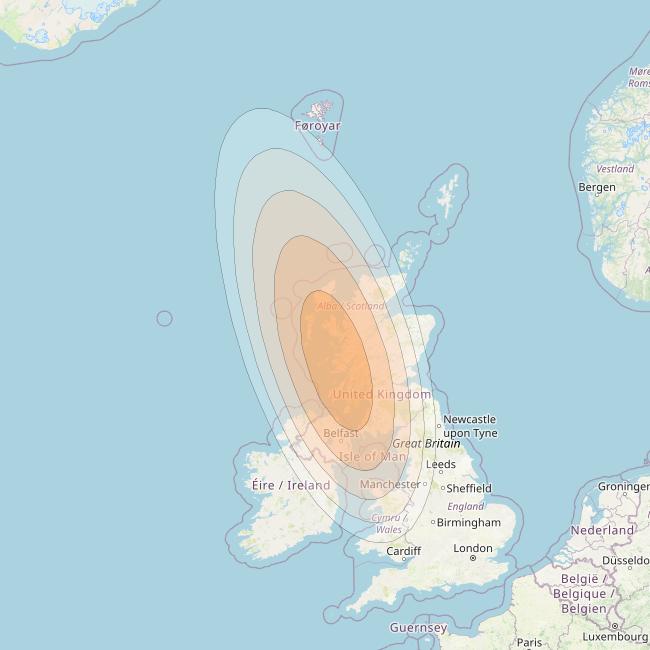 Eutelsat KA-SAT 9A at 9° E downlink Ka-band Spot 35 (GW1) beam coverage map