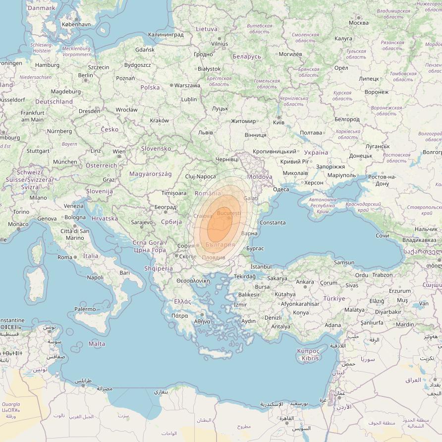 Eutelsat KA-SAT 9A at 9° E downlink Ka-band Spot 50 (GW7) beam coverage map