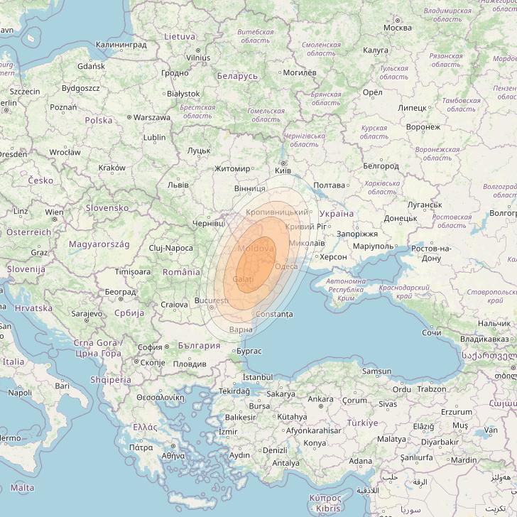 Eutelsat KA-SAT 9A at 9° E downlink Ka-band Spot 59 (GW8) beam coverage map