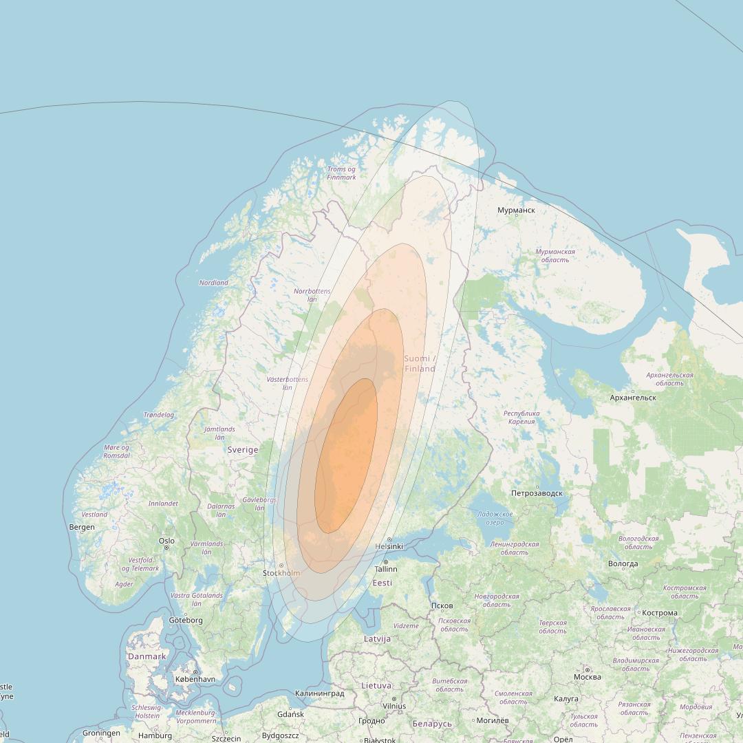 Eutelsat KA-SAT 9A at 9° E downlink Ka-band Spot 70 (GW8) beam coverage map