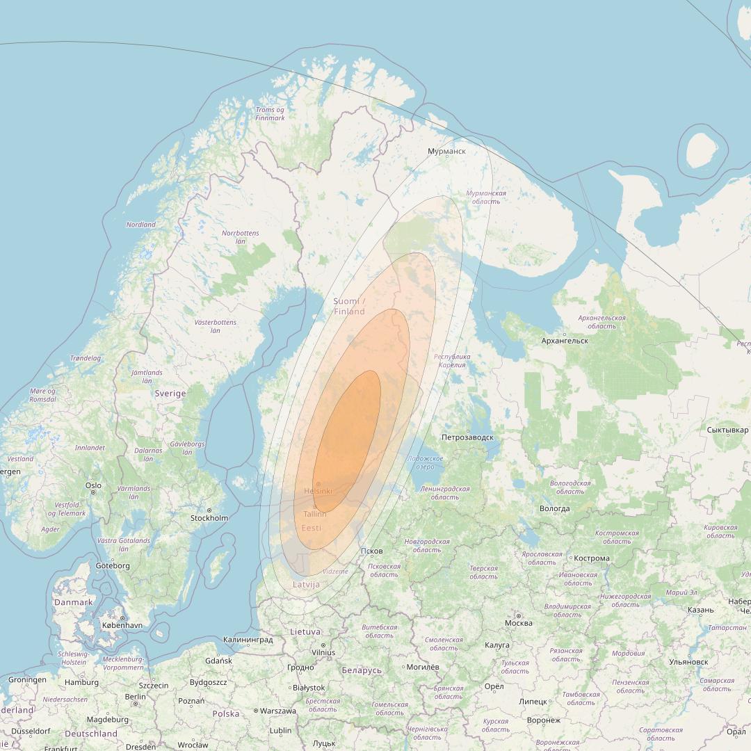 Eutelsat KA-SAT 9A at 9° E downlink Ka-band Spot 76 (GW1) beam coverage map