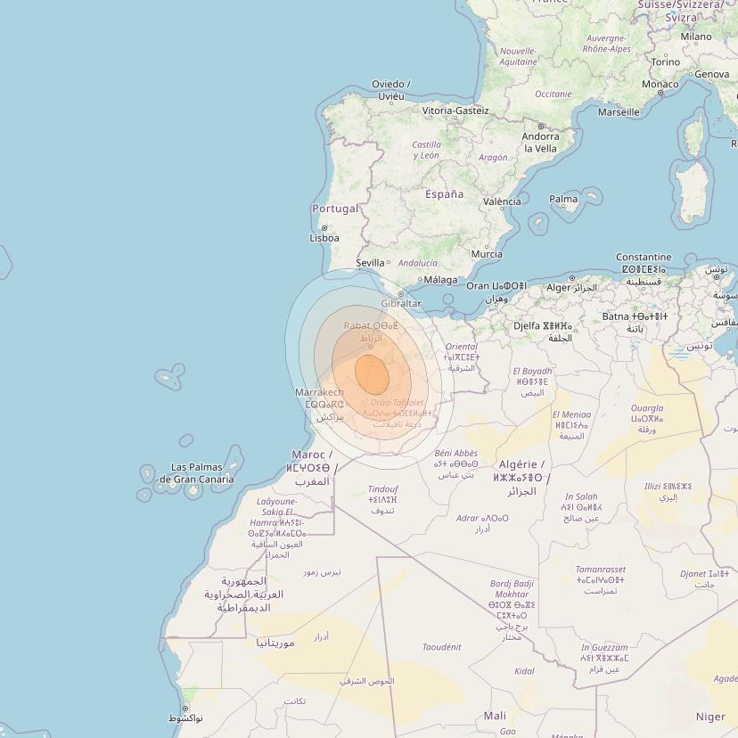 Eutelsat KA-SAT 9A at 9° E downlink Ka-band Spot 78 (GW1) beam coverage map